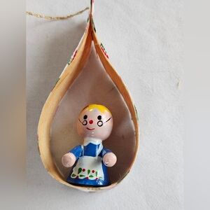 Granny Grandma Apron Christmas Ornament #1 Holiday Decor Hand Made Vtg